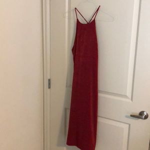 Polyester halter dress. Rusty red color.